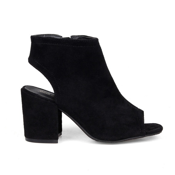Lilard-01 Chunky Heel Women's Pee Toe Booties - Picture 3 of 3